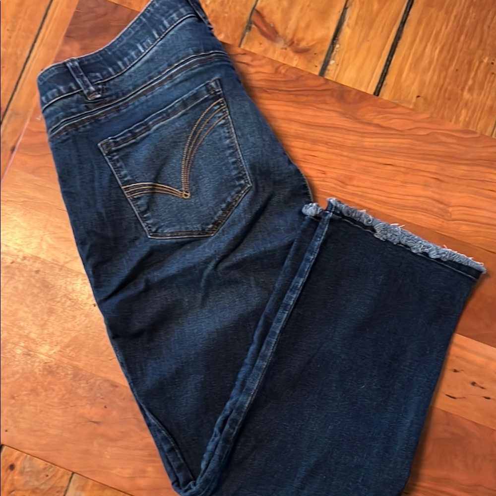 Democracy Ab Solution Blue Ankle Jeans with Distressed Hem